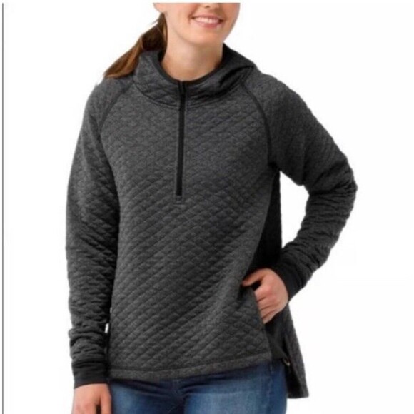 SmartWool Diamond Peak Quilted Pullover Womens Medium Merino Blend Gray Hoodie - Picture 2 of 9